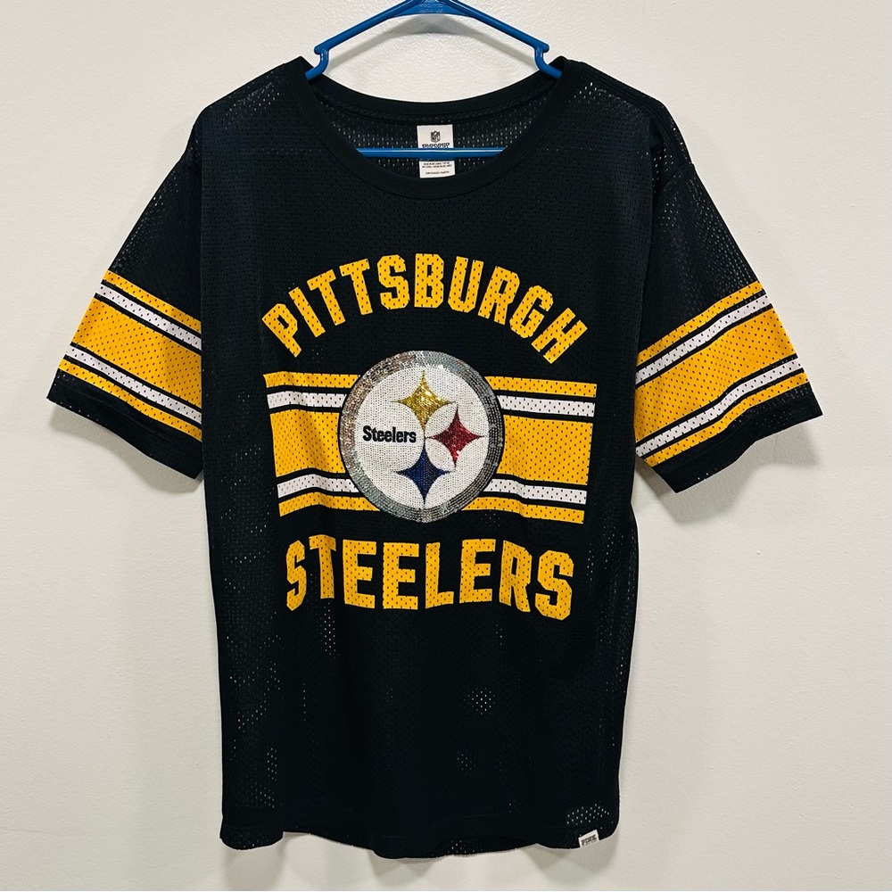 Victoria’s Secret pink! Pittsburgh Steelers Black and Gold sequin jersey size m